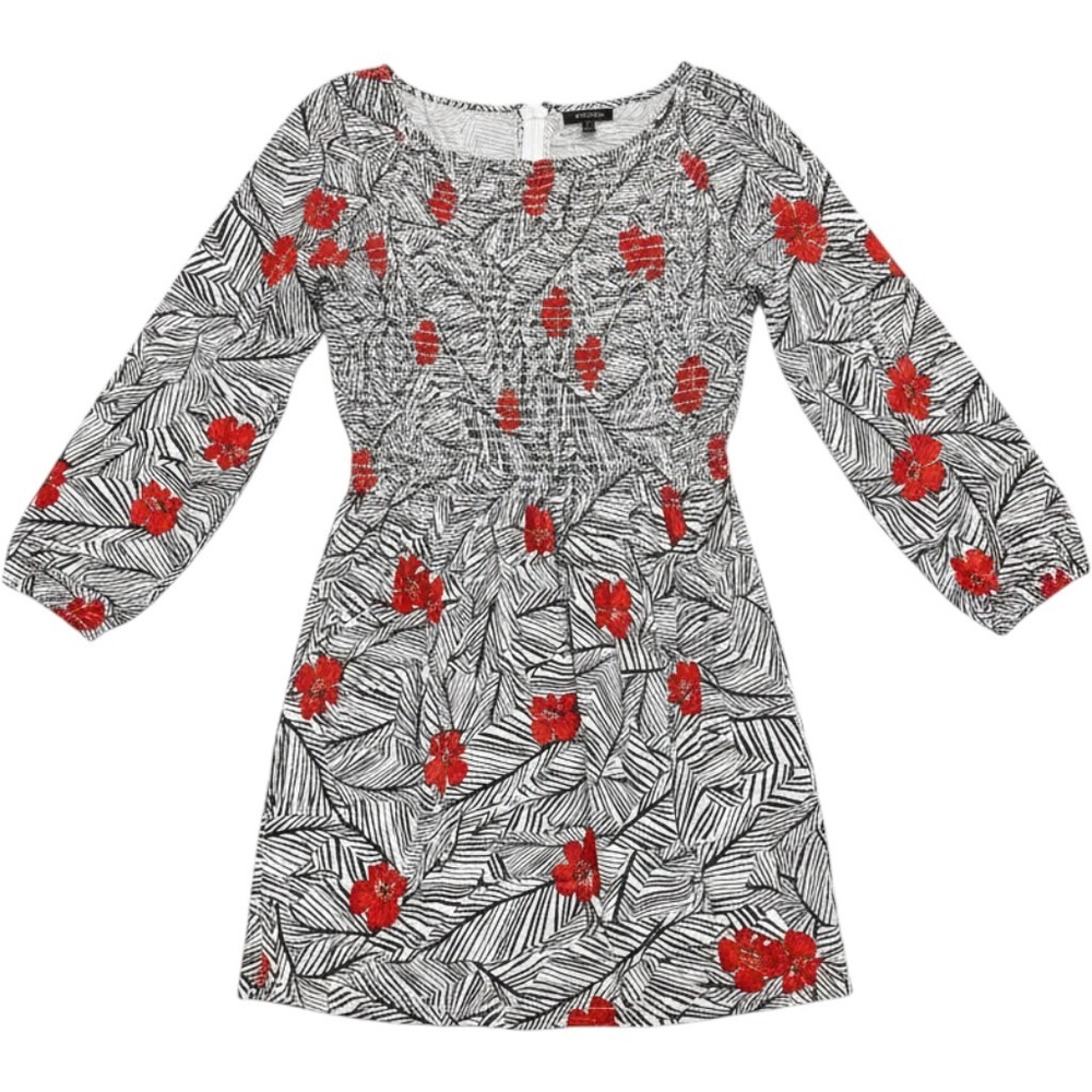 J Jill Women's Smocked Tunic Top Size L Floral Comfortable Stretch Travel Office